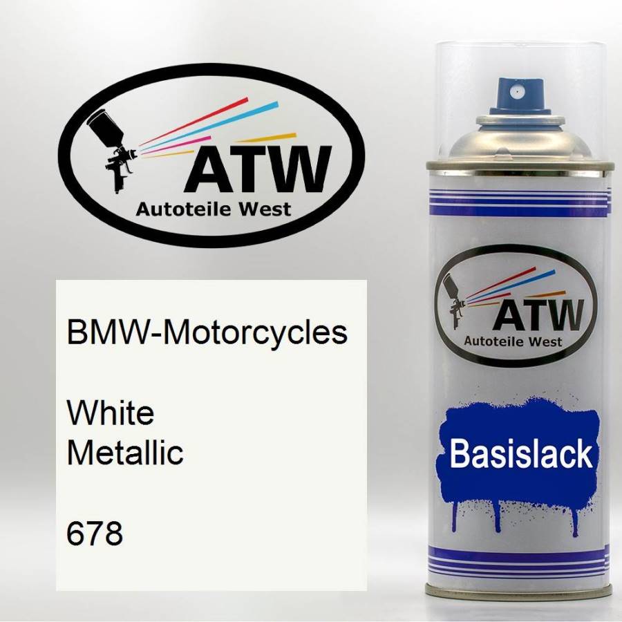 BMW-Motorcycles, White Metallic, 678: 400ml Sprühdose, von ATW Autoteile West.